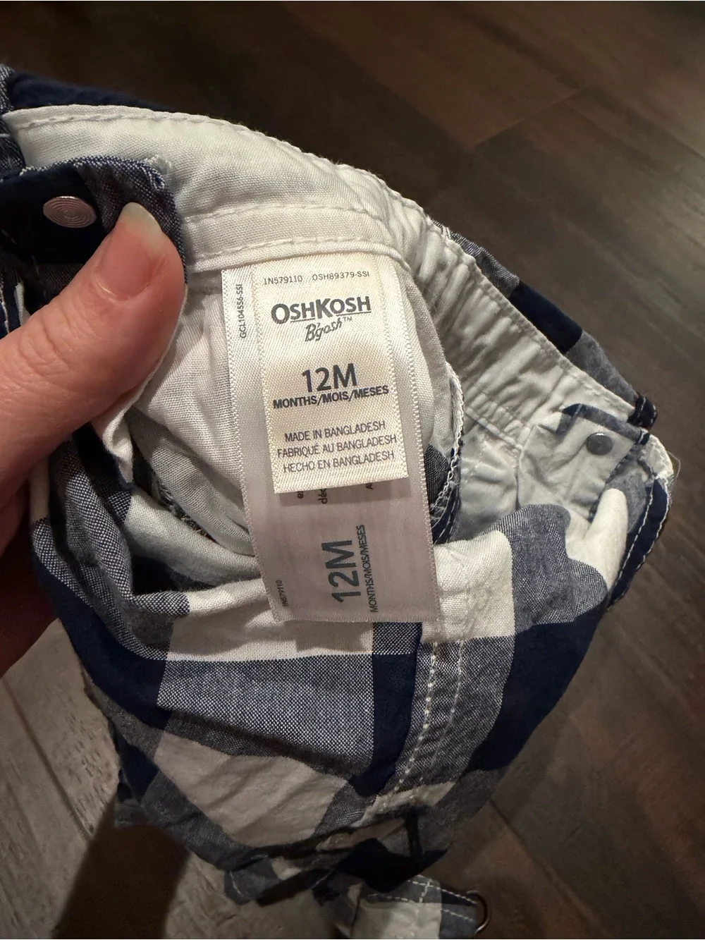 OshKosh B’gosh Gingham Overalls Baby Boys 12 Months Cotton